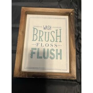 7"x9" Kids' Rustic Framed Wall Art - Brush Teeth Wash Face Home Decor Bathroom